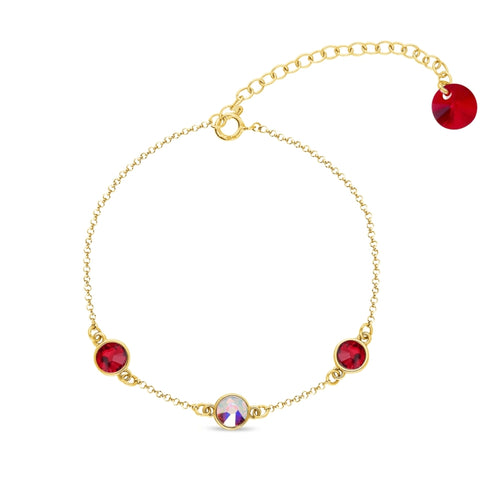 Sudraba rokassprādze "Saulains (Light Siam / Aurora Borealis)" ar Swarovski™ kristāliem